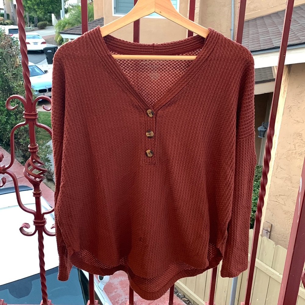 American Eagle Outfitters Soft & Sexy Plush Orange/Red Knit Sweater